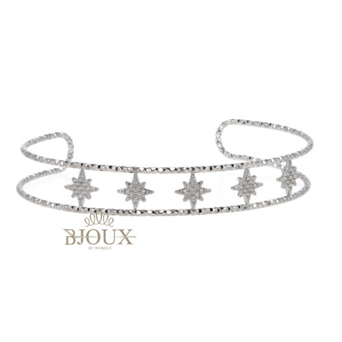 Bracciale Rigido Acciaio Stelle Zirconi