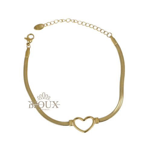 Bracciale Herringbone In Acciaio Con Cuore