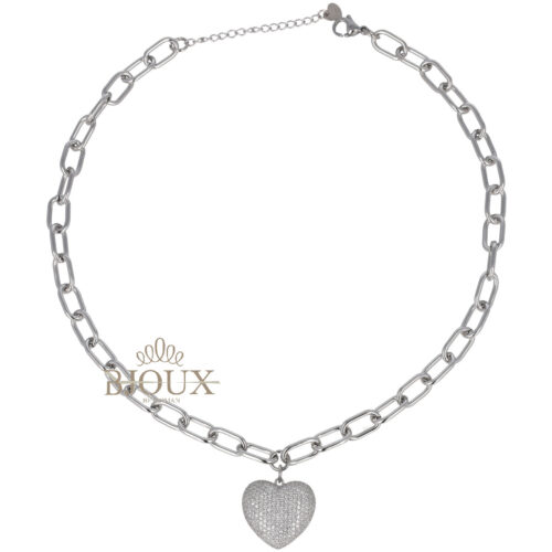 Collana Catena Con Cuore Strass - Acciaio