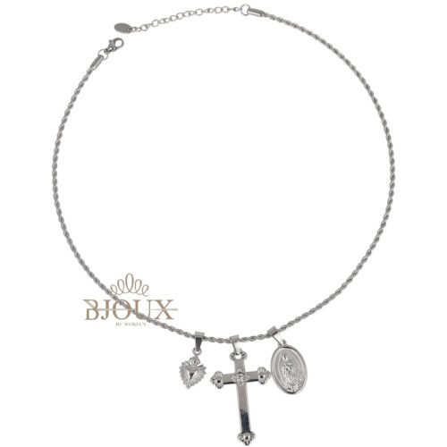 Collana Charms Religiosi - In Acciaio Dorato e Rodiato