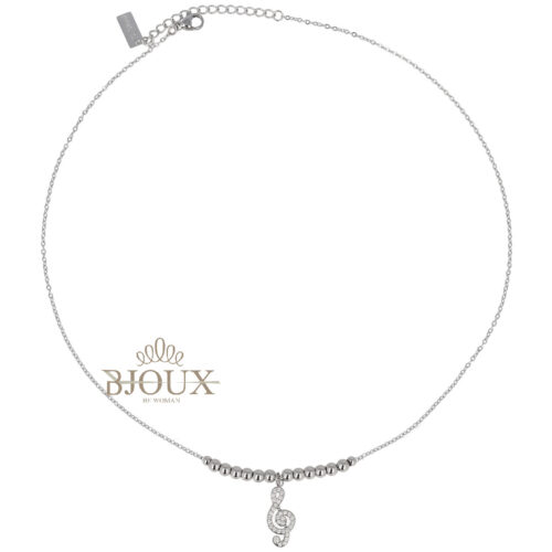 Collana Chiave Di Violino - In Acciaio Dorato e Rodiato