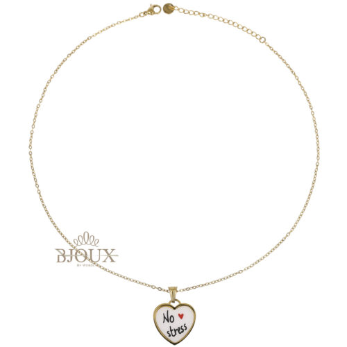 Collana Cuore Smaltato Scritta No Stress