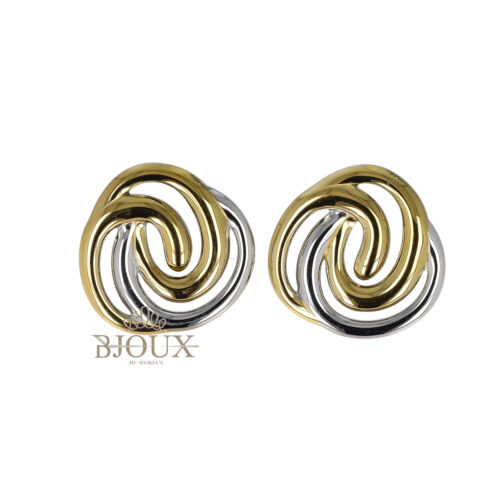 Orecchini Vortice  - Acciaio Gold e Rodio