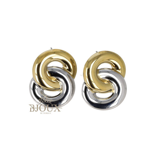 Orecchini Interlock  - Acciaio Gold e Rodio