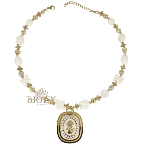 Collana Cammeo Vintage Perle Intagliate