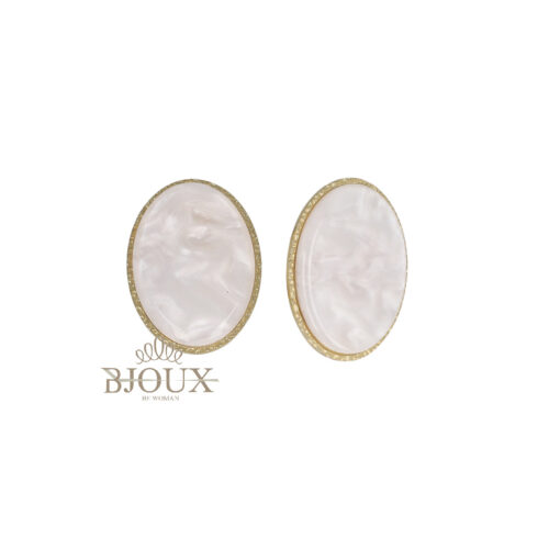 Orecchini Clip Ovale Con Madreperla - Acciaio