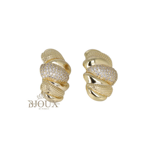 Orecchini Clip Croissant Con Pave Di Strass