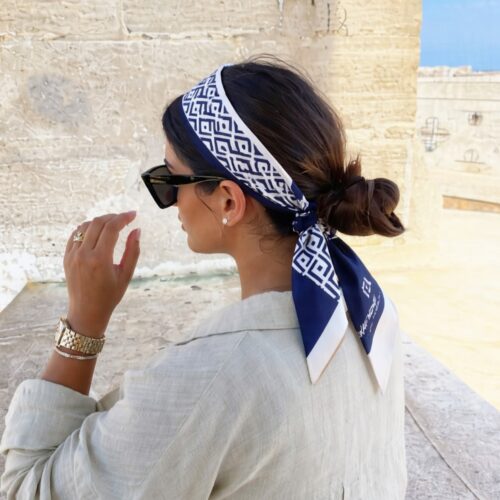 Sciarpina Lunga Geometric Blu