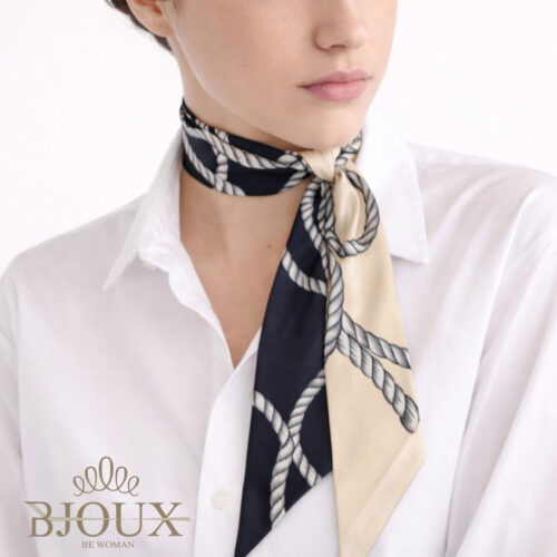 Sciarpina Multiuso Rope Nero & Beige