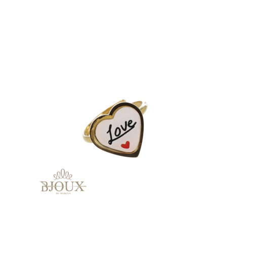 Anello Acciaio Cuore Scritta Love