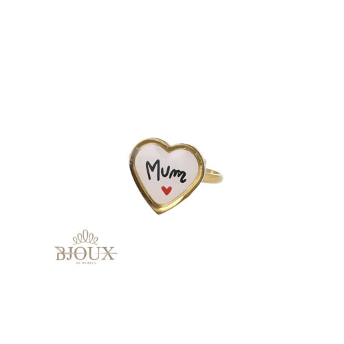 Anello Acciaio Cuore Scritta Mum