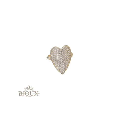 Anello Heart Pave - Ottone Con Strass