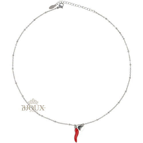 Collana Corno e Cuore - Acciaio