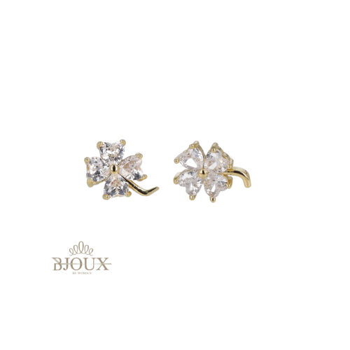 Orecchini a lobo quadrifoglio zirconi - Lucky Crystal