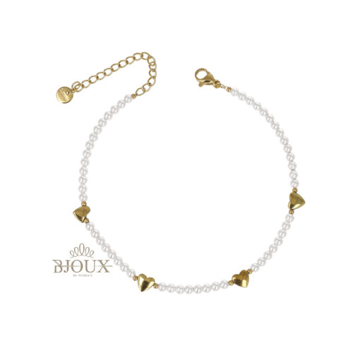 Cavigliera Pearl Heart - Acciaio