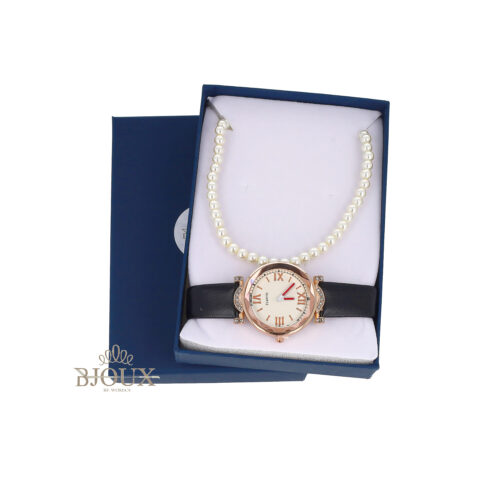 Set regalo Pearl Midnight Elegance - Collana e Orologio