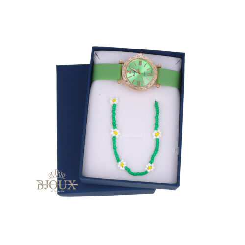 Set regalo Daisy Garden Verde - Collana e Orologio