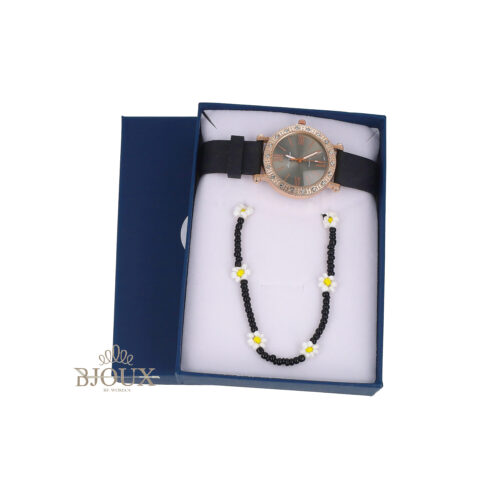 Set regalo Daisy Chic Black - Collana e Orologio