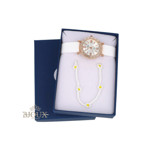 Set regalo Daisy Pearl White  - Collana e Orologio