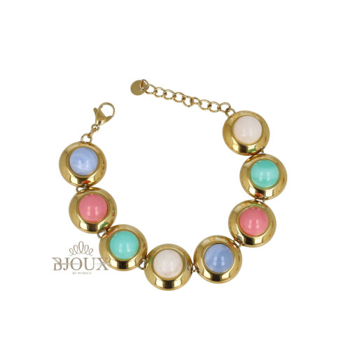 Bracciale Aurora Glow in Acciaio Dorato con Pietre Colorate