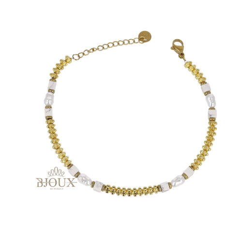 Bracciale Golden Pearl Stones - Acciaio