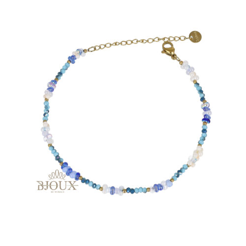 Cavigliera Ocean Breeze - Acciaio e Crystal Beads