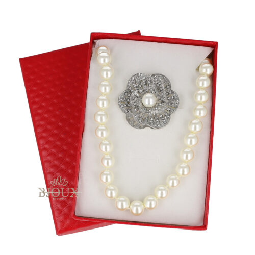 Idea Regalo - Collana Perle 10 mm con Spilla Fiore