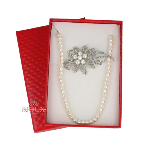 Idea Regalo - Collana Perle 5 mm con Spilla Gioiello