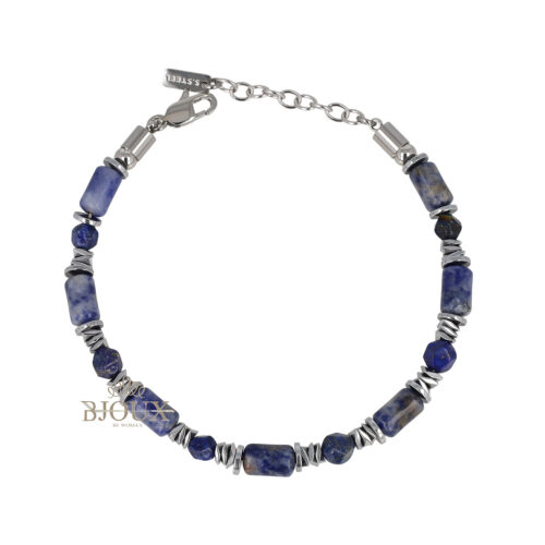 Bracciale Uomo Natural Stone in Acciaio con Pietre
