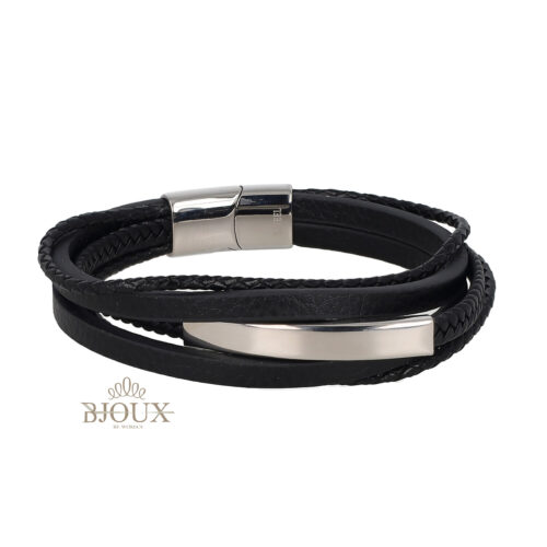 Bracciale Uomo Leather Steel in Ecopelle e Acciaio
