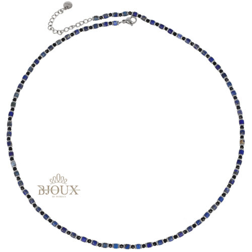 Collana Uomo Blue Stone in Acciaio con Pietre Blu