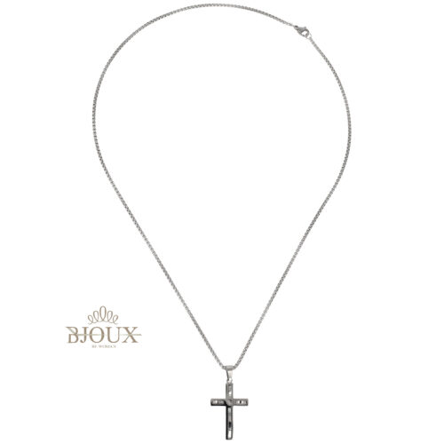 Collana Uomo Cross Black & Steel in Acciaio