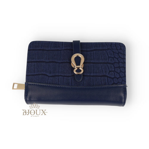 Portafogli Donna Croco Blu con Dettaglio Dorato